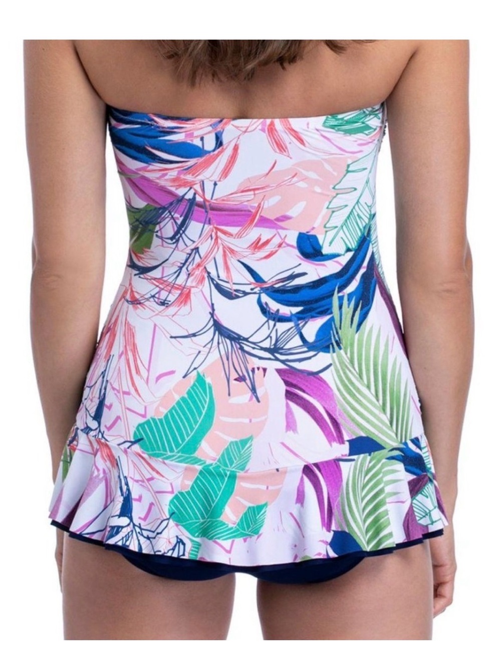 NWT Profile by Gottex Tropical Print Ruched Skirted Resort Wear Swimdress Sz 12 - Picture 2 of 6